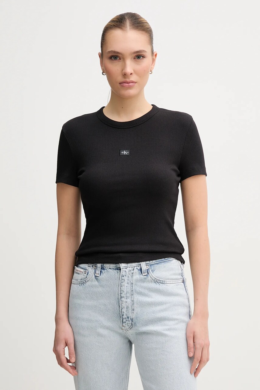 Levně Tričko Calvin Klein Jeans černá barva, J20J225245