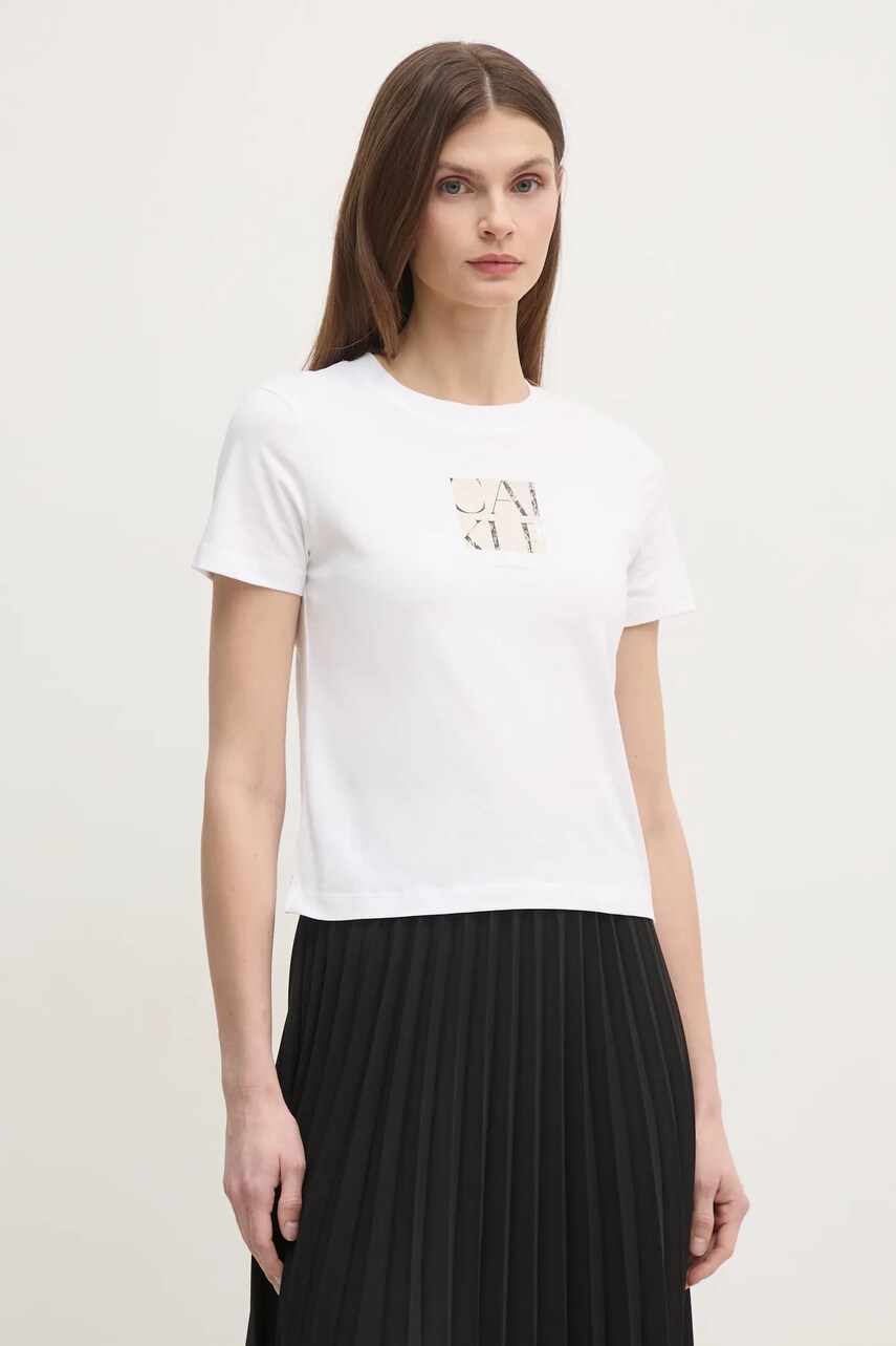 Levně Bavlněné tričko Calvin Klein Jeans bílá barva, J20J225260