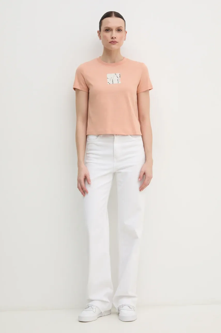 Хлопковая футболка Calvin Klein Jeans женская цвет оранжевый J20J225260 Хлопковая футболка Calvin Klein Jeans женская цвет оранжевый J20J225260
