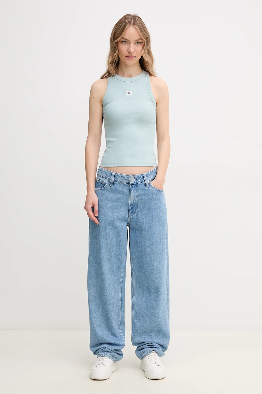 Топ Calvin Klein Jeans женский цвет бирюзовый J20J225302 Топ Calvin Klein Jeans женский цвет бирюзовый J20J225302