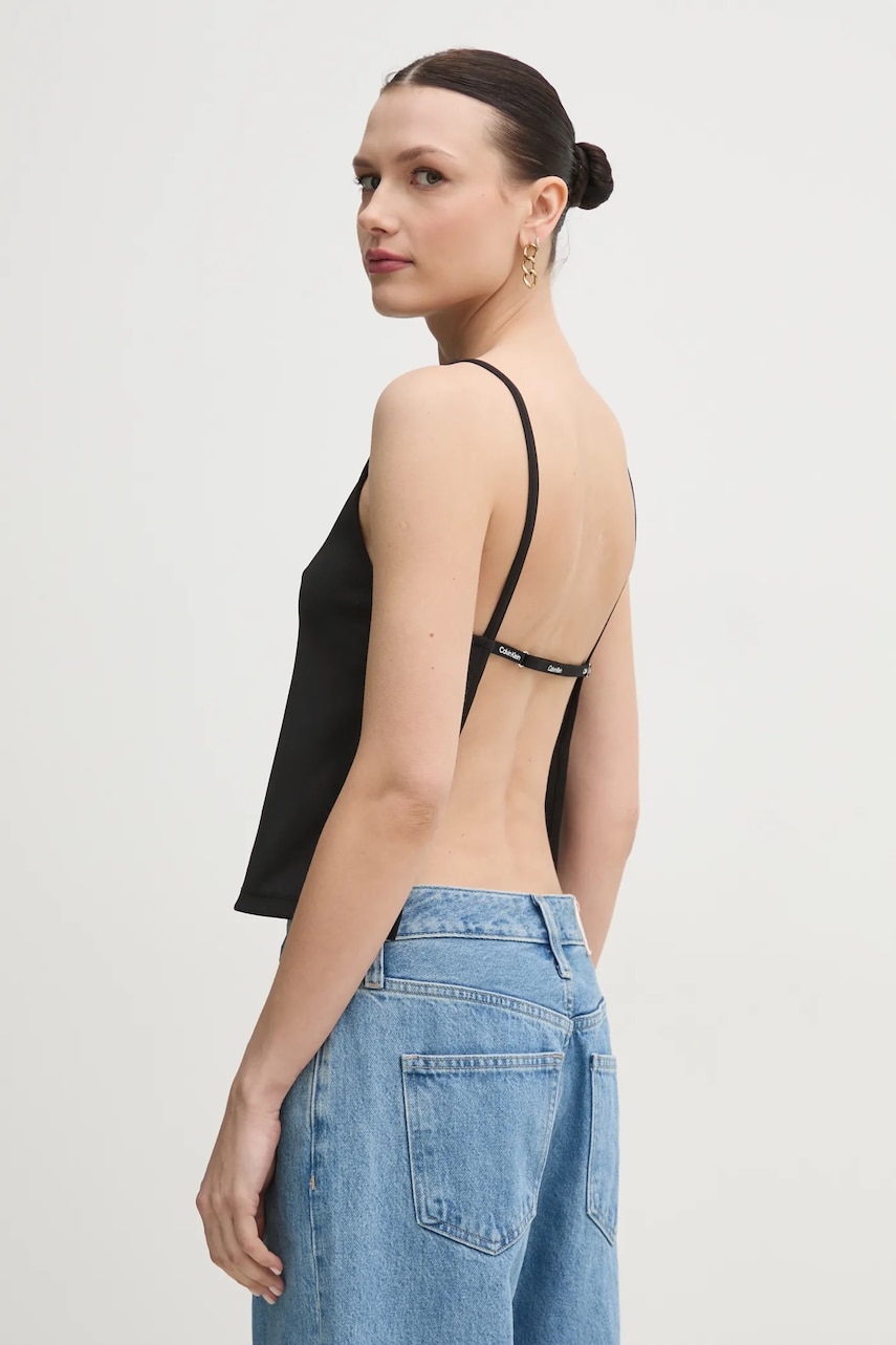 Levně Top Calvin Klein Jeans černá barva, odkrytá záda, J20J225314