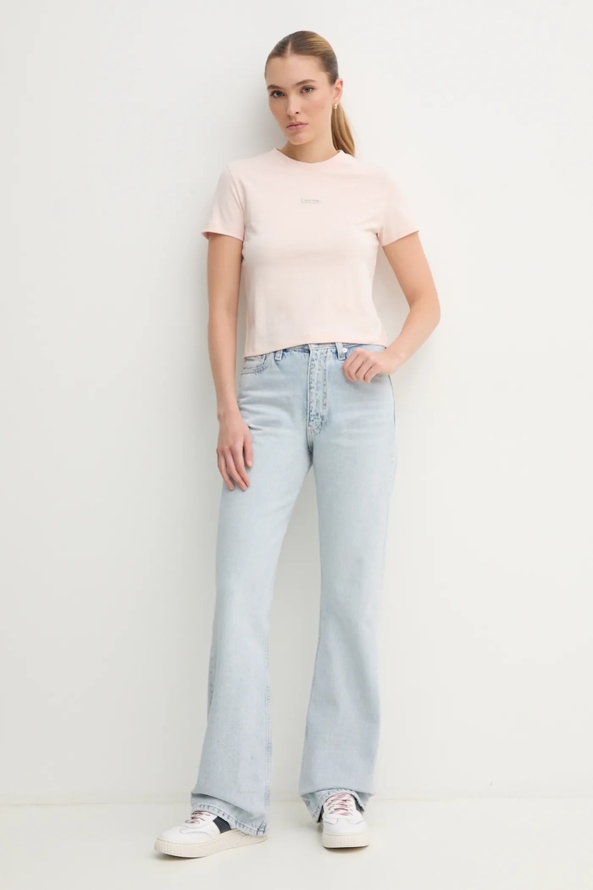 Хлопковая футболка Calvin Klein Jeans женская цвет розовый J20J225524 Хлопковая футболка Calvin Klein Jeans женская цвет розовый J20J225524