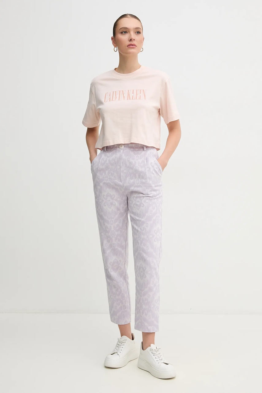 Хлопковая футболка Calvin Klein Jeans женская цвет розовый J20J225578 Хлопковая футболка Calvin Klein Jeans женская цвет розовый J20J225578