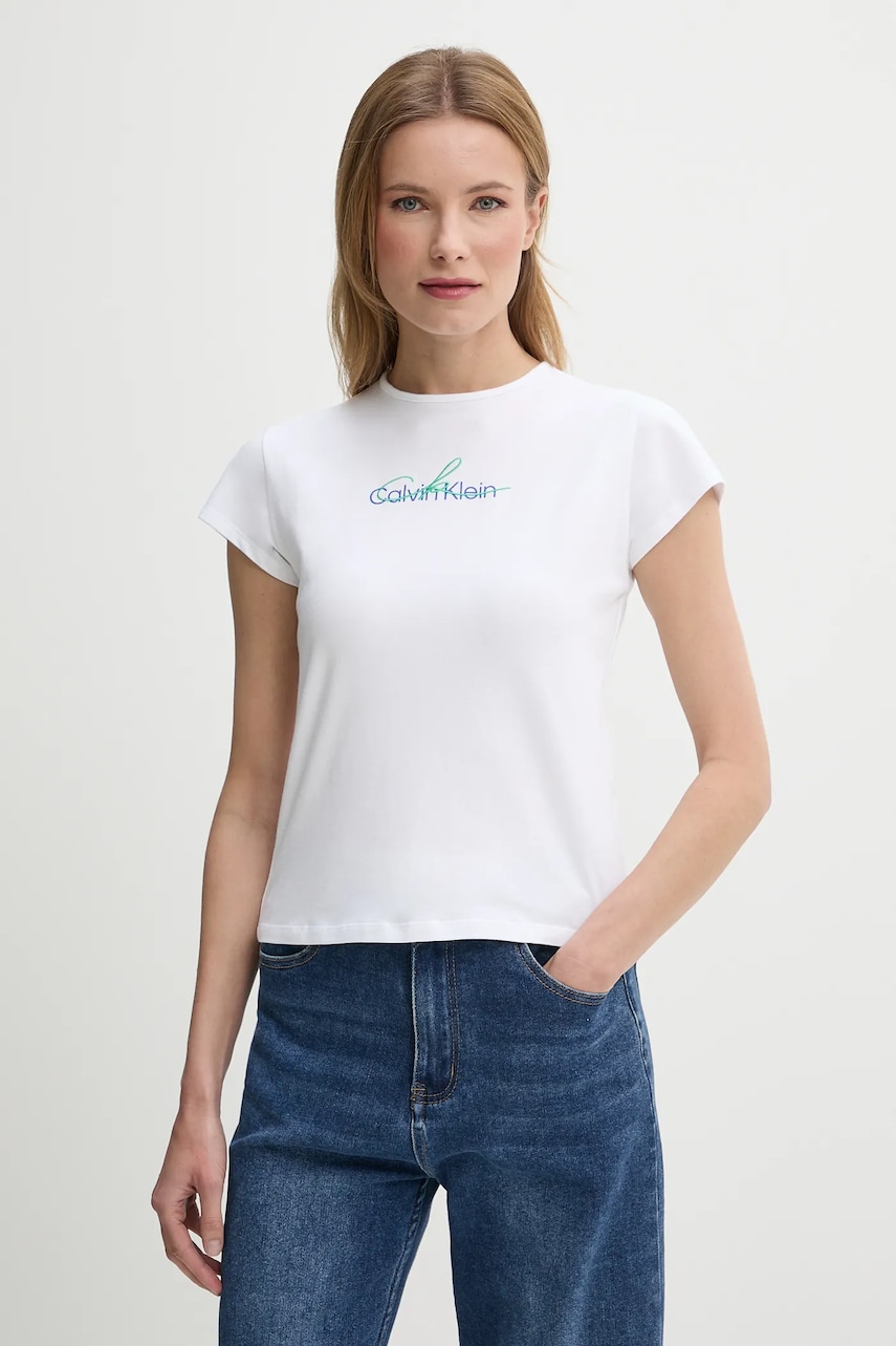 Levně Tričko Calvin Klein Jeans dámské, bílá barva, LV047B828G