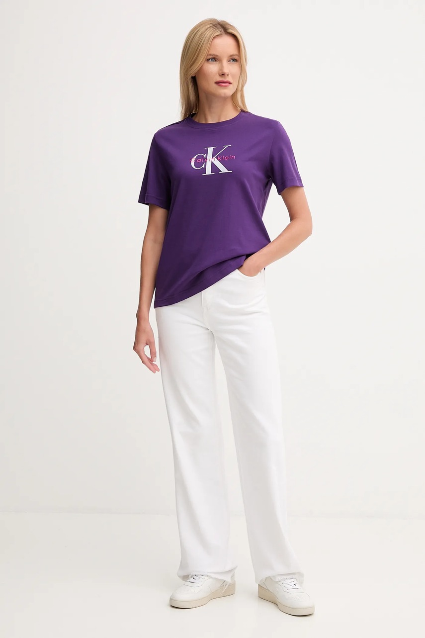 Хлопковая футболка Calvin Klein Jeans цвет белый LV047B865G