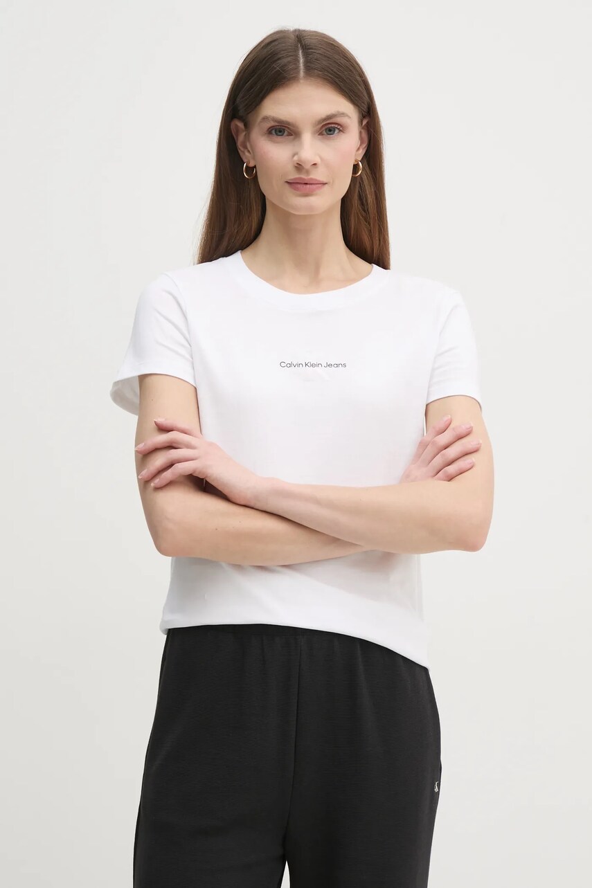 Levně Tričko Calvin Klein Jeans bílá barva, J20J225252