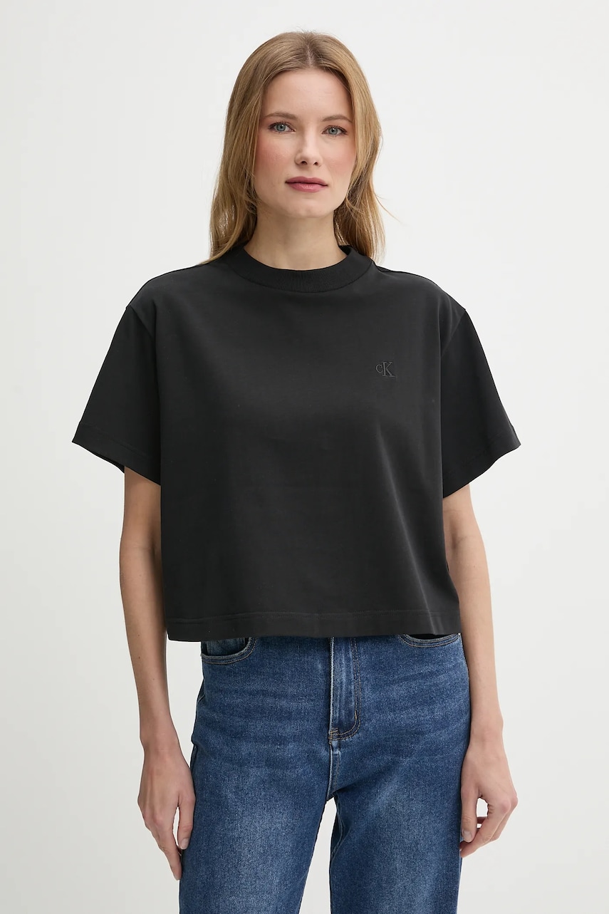 Хлопковая футболка Calvin Klein Jeans цвет чёрный LV047AB811 Хлопковая футболка Calvin Klein Jeans цвет чёрный LV047AB811