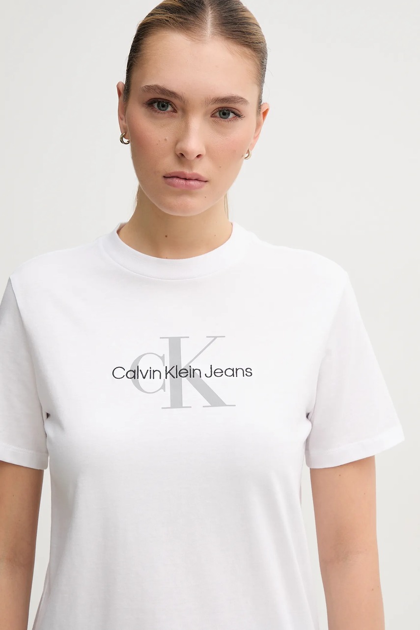 Бавовняна футболка Calvin Klein Jeans жіноча колір білий LV047B863G 