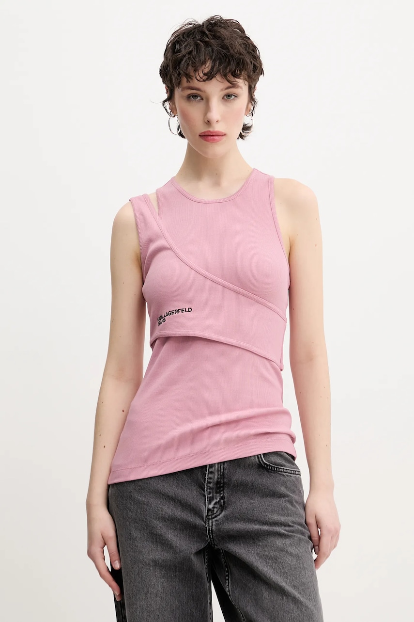 Karl Lagerfeld Jeans top culoarea roz, A2W17022