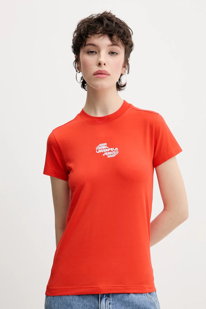Levně Tričko Karl Lagerfeld Jeans oranžová barva, A2W17027