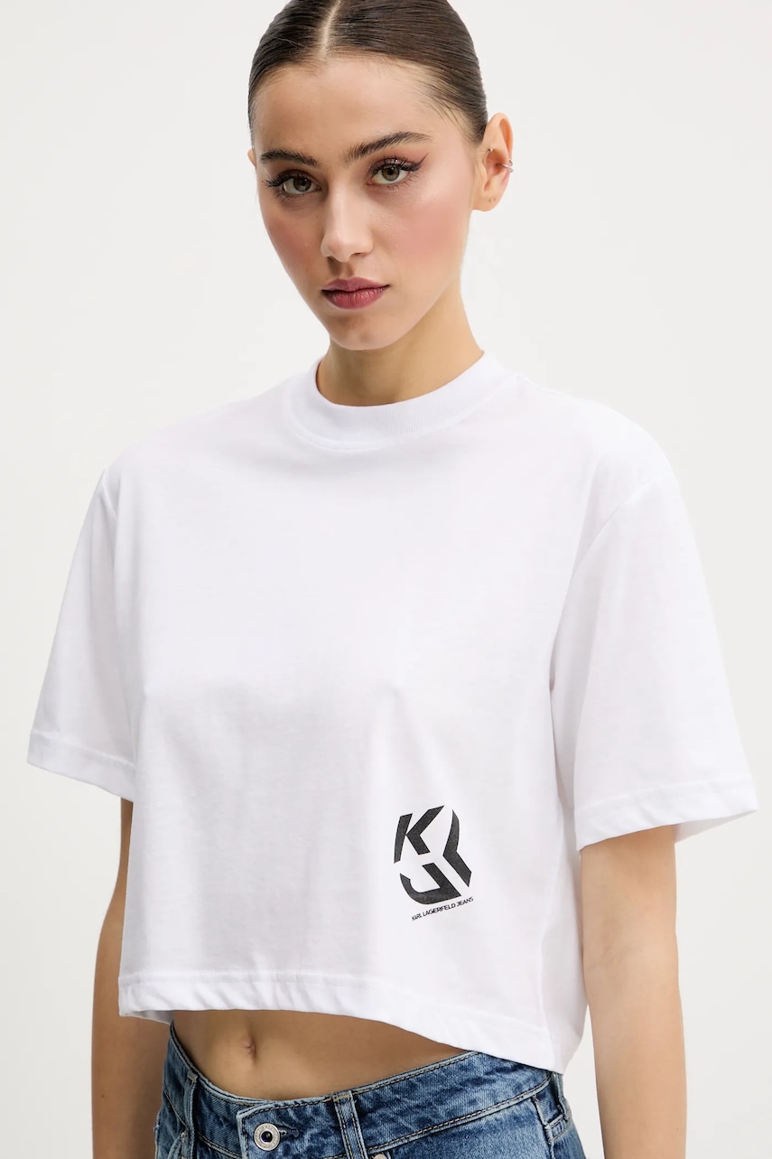 Karl Lagerfeld Jeans tricou femei, culoarea alb, A2W17076 Karl Lagerfeld Jeans tricou femei, culoarea alb, A2W17076
