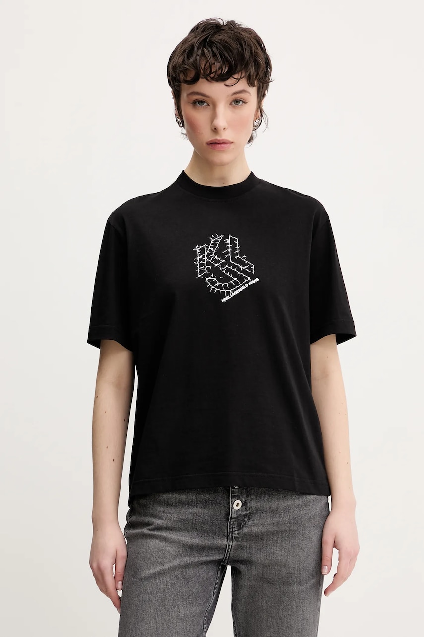 Karl Lagerfeld Jeans tricou din bumbac femei, culoarea negru, A2W17077