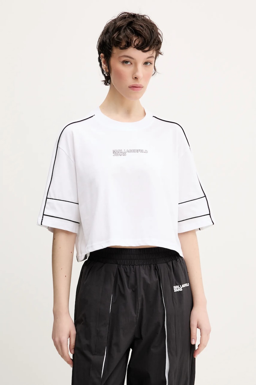 Karl Lagerfeld Jeans tricou din bumbac femei, culoarea alb, A2W17028