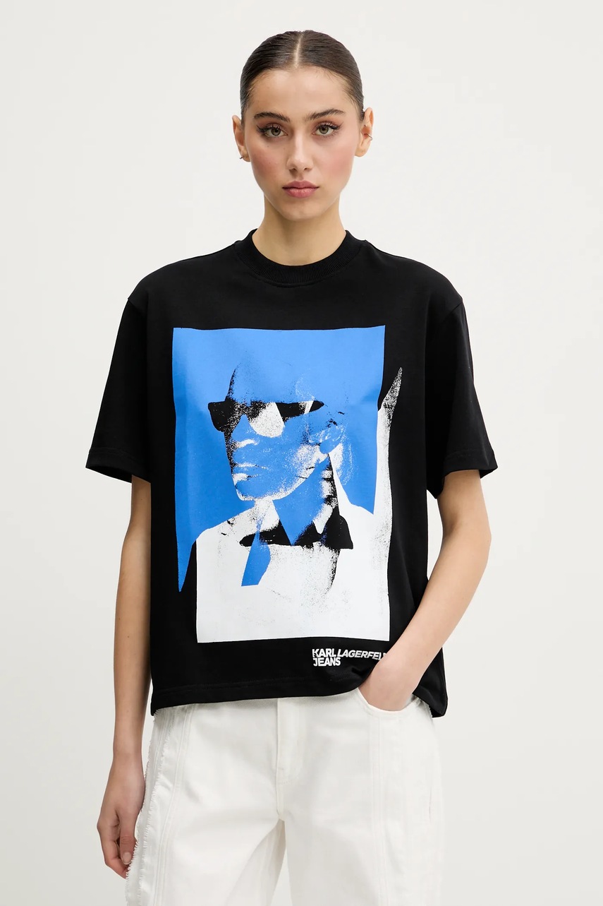 Karl Lagerfeld Jeans tricou din bumbac femei, culoarea negru, A2W17030
