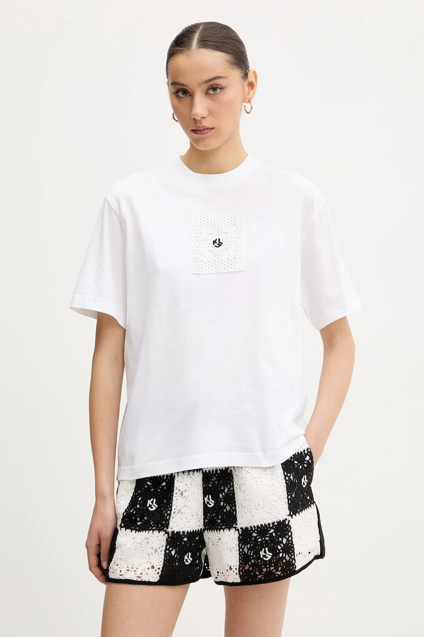 Karl Lagerfeld Jeans tricou din bumbac culoarea alb, A2W17096