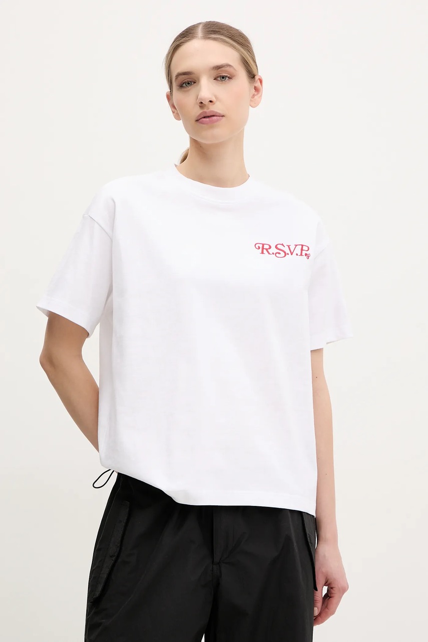 Fila tricou din bumbac Leffinge femei, culoarea alb, FAW1029