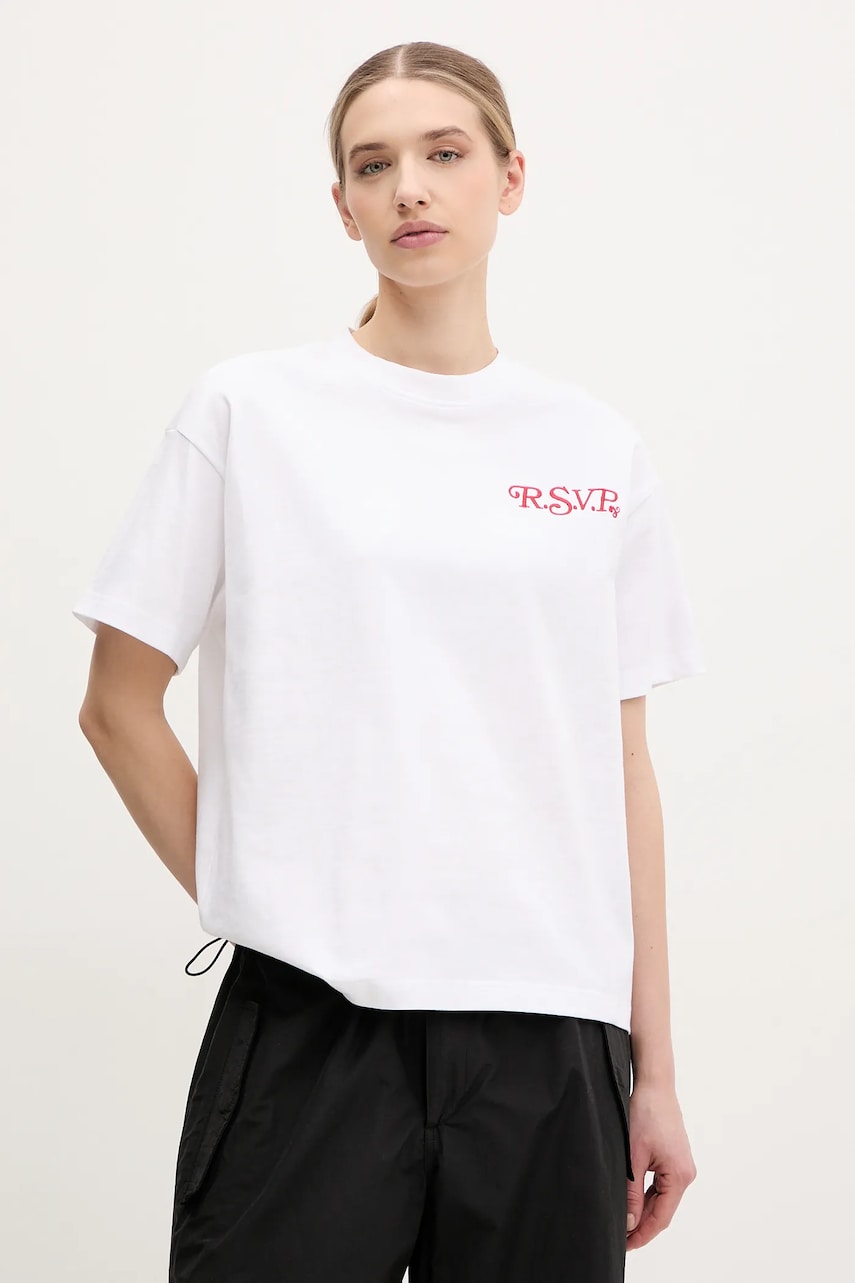 Fila tricou din bumbac Leffinge femei, culoarea alb, FAW1029 Fila tricou din bumbac Leffinge femei, culoarea alb, FAW1029