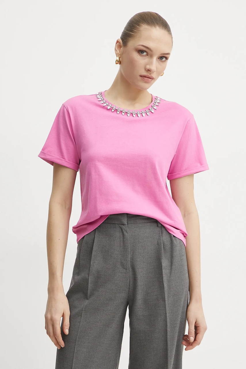 Morgan tricou din bumbac DOUTI femei, culoarea roz, DOUTI Morgan tricou din bumbac DOUTI femei, culoarea roz, DOUTI