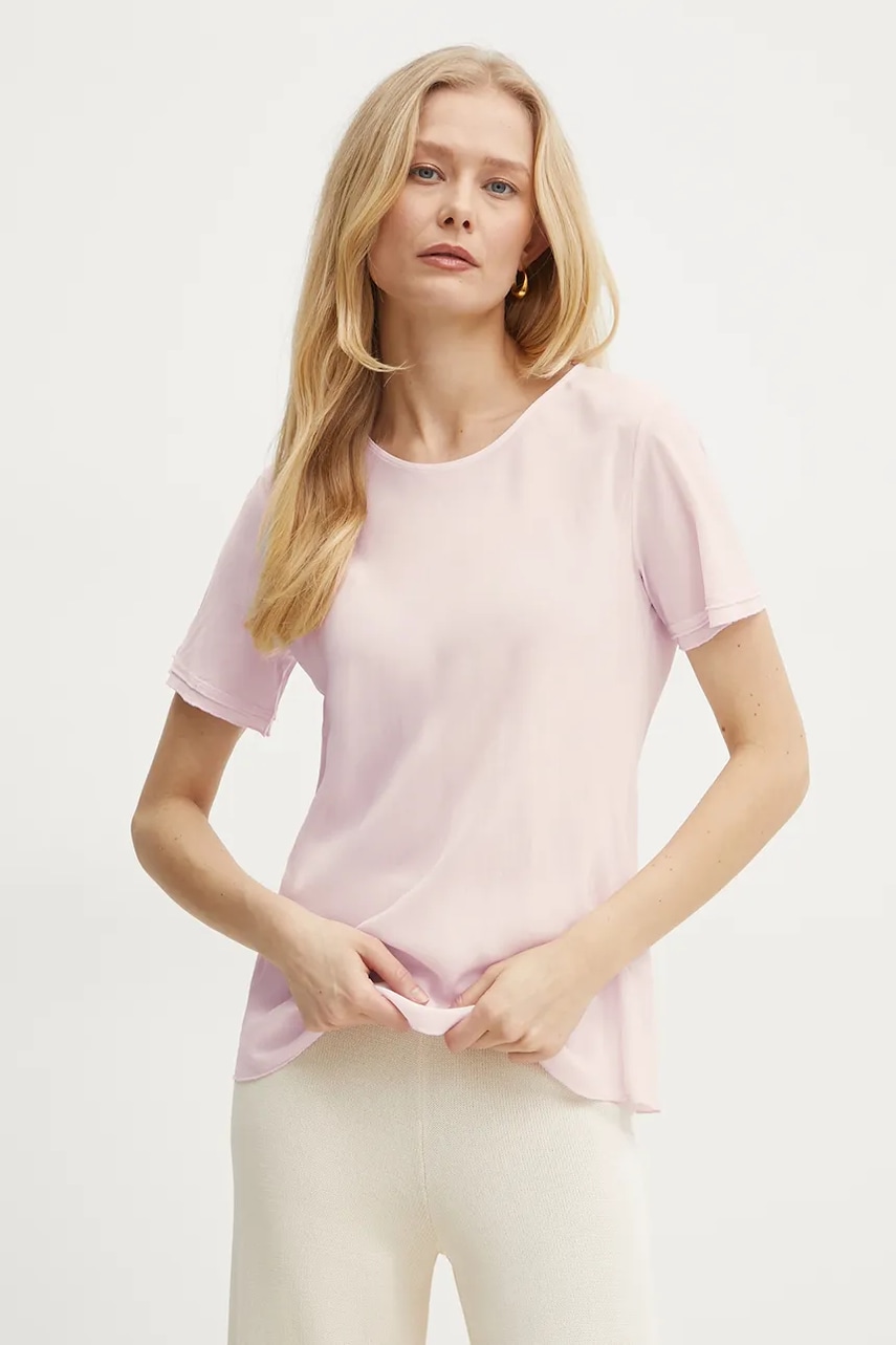 Fracomina tricou femei, culoarea roz, FP25ST3054W77301 Fracomina tricou femei, culoarea roz, FP25ST3054W77301