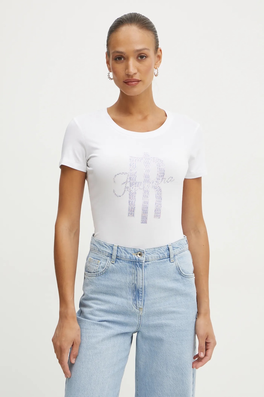 Fracomina tricou femei, culoarea alb, FP25ST3002J449N5 Fracomina tricou femei, culoarea alb, FP25ST3002J449N5