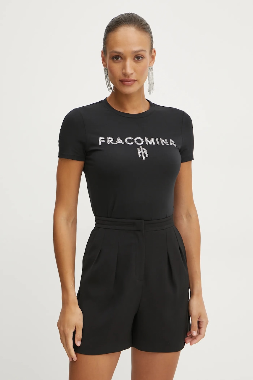Fracomina tricou femei, culoarea negru, FP25ST3011J449N5 Fracomina tricou femei, culoarea negru, FP25ST3011J449N5
