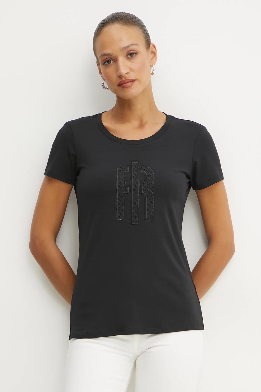 Μπλουζάκι Fracomina χρώμα: μαύρο, FR25ST3004J44909 φωτογραφία