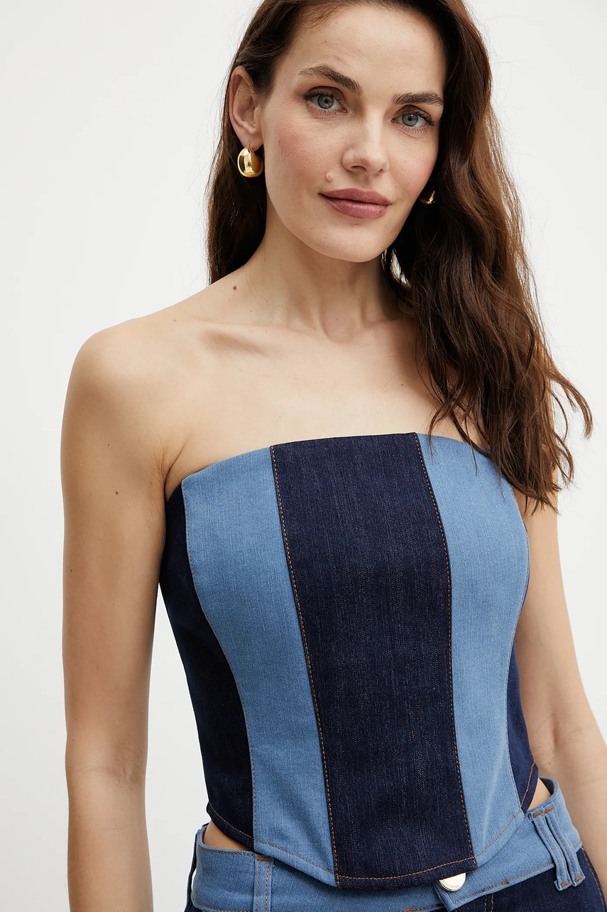 Top Fracomina χρώμα: μπλε, FS25SJ5002D45001 φωτογραφία