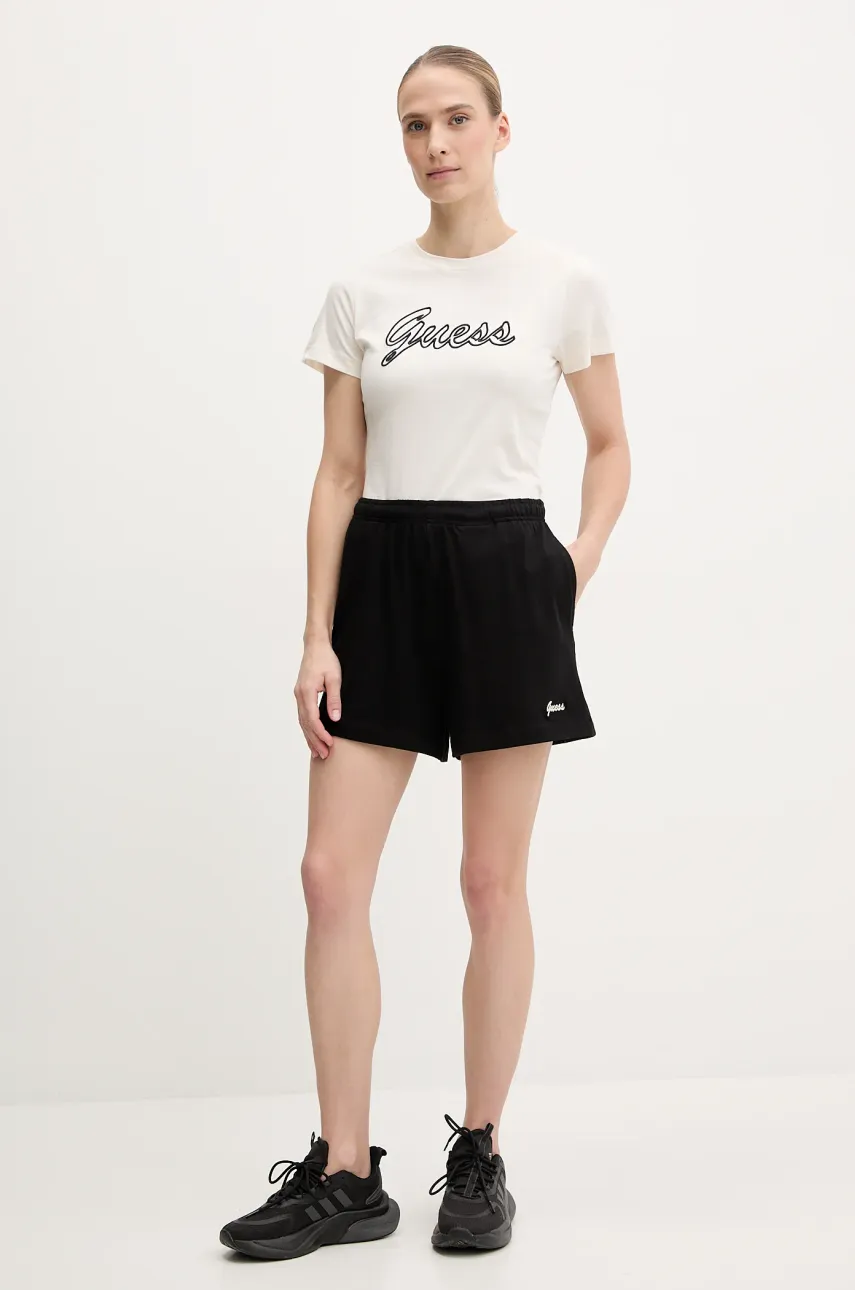 Хлопковая футболка Guess женская цвет бежевый V5GI02 K9RM1 Хлопковая футболка Guess женская цвет бежевый V5GI02 K9RM1