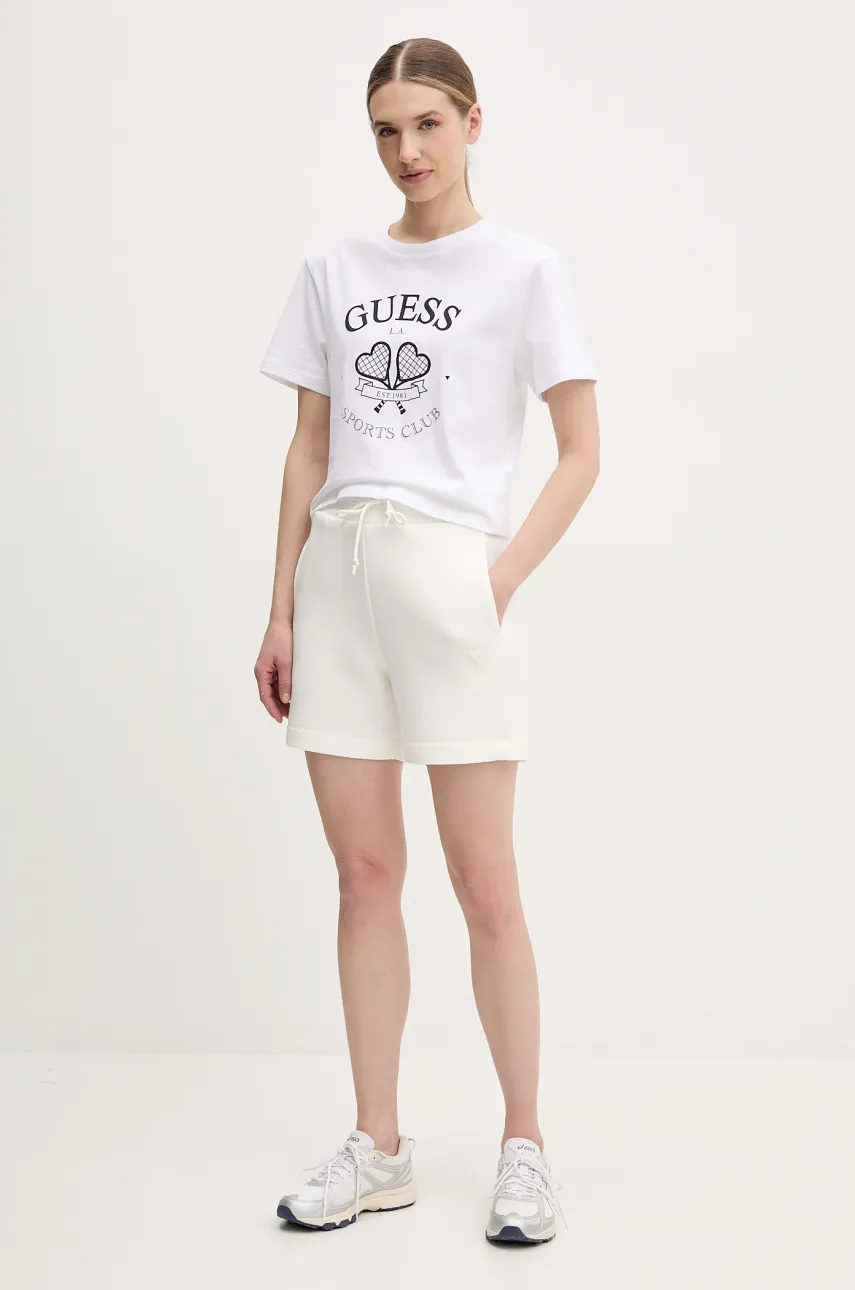 Хлопковая футболка Guess женская цвет белый V5GI04 I3Z14 Хлопковая футболка Guess женская цвет белый V5GI04 I3Z14