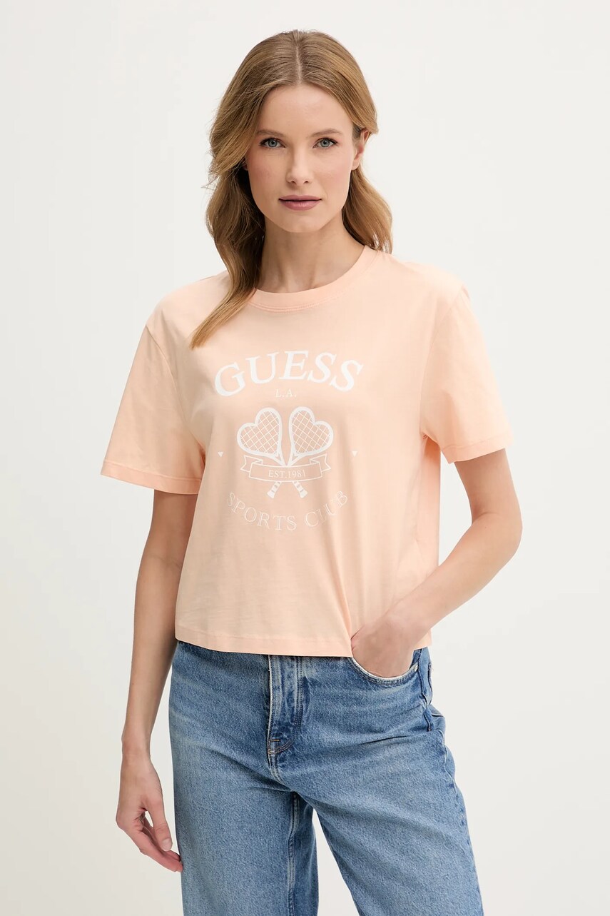 Levně Bavlněné tričko Guess oranžová barva, V5GI04 I3Z14