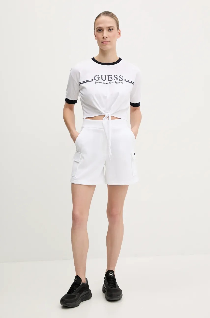 Хлопковая футболка Guess женская цвет белый V5GI05 I3Z14 Хлопковая футболка Guess женская цвет белый V5GI05 I3Z14