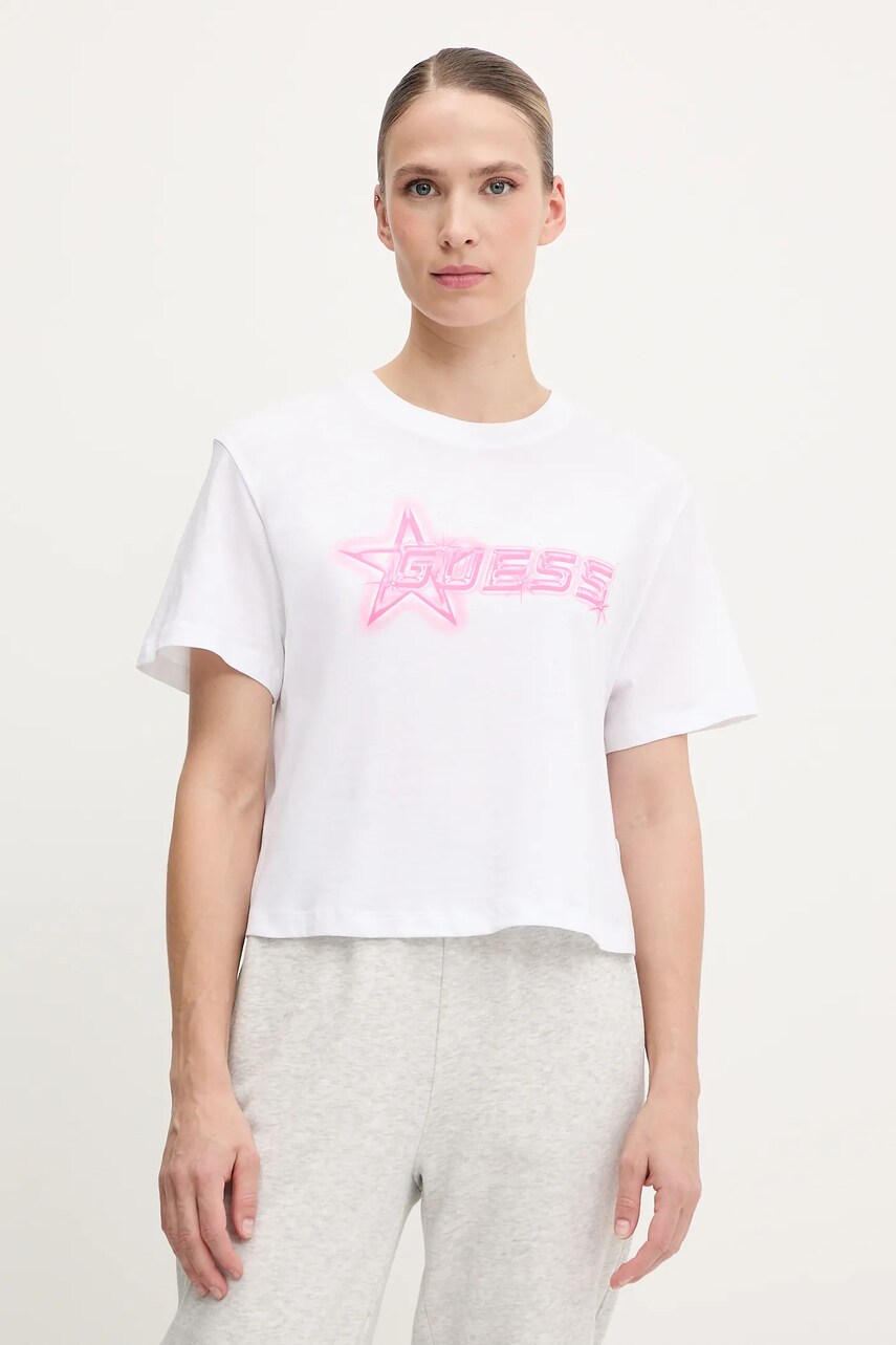 Levně Dětské bavlněné tričko Guess ARDISIA dámské, bílá barva, V5GI12 K9RM1