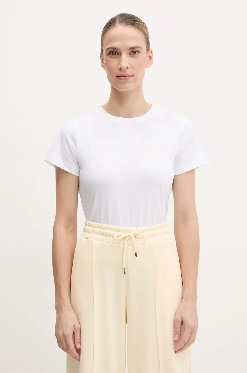 Levně Tričko Guess KAMELIE bílá barva, V5GI15 J1314