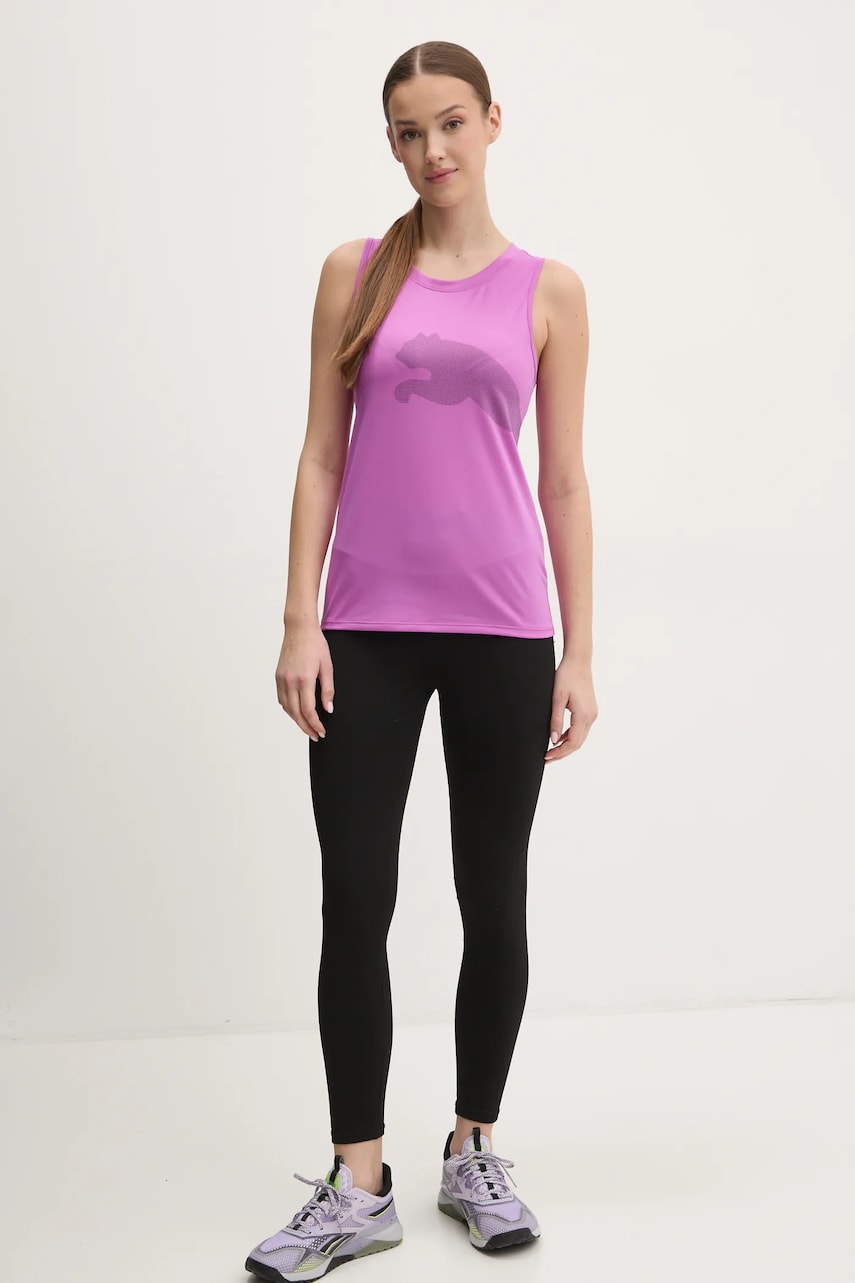 Топ для тренировок Puma Train All Day Big Logo цвет фиолетовый 526672 Топ для тренировок Puma Train All Day Big Logo цвет фиолетовый 526672
