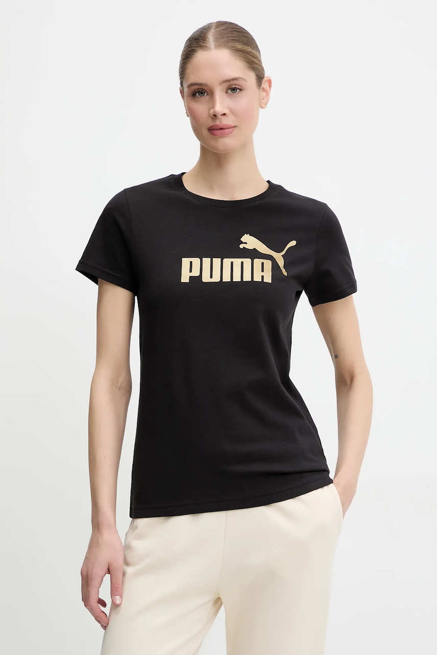 Levně Bavlněné tričko Puma dámské, černá barva, 631536