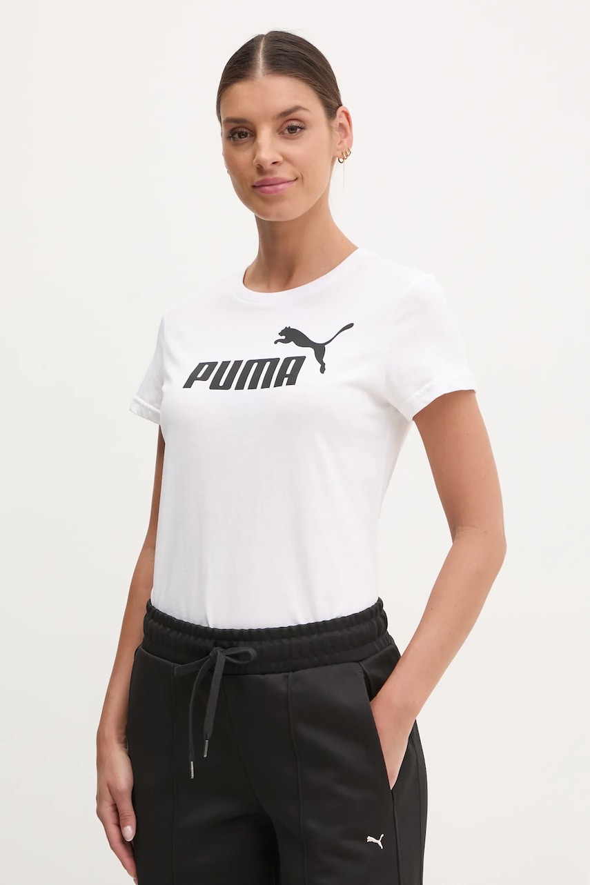 Puma tricou din bumbac femei, culoarea bej, 682370 Puma tricou din bumbac femei, culoarea bej, 682370