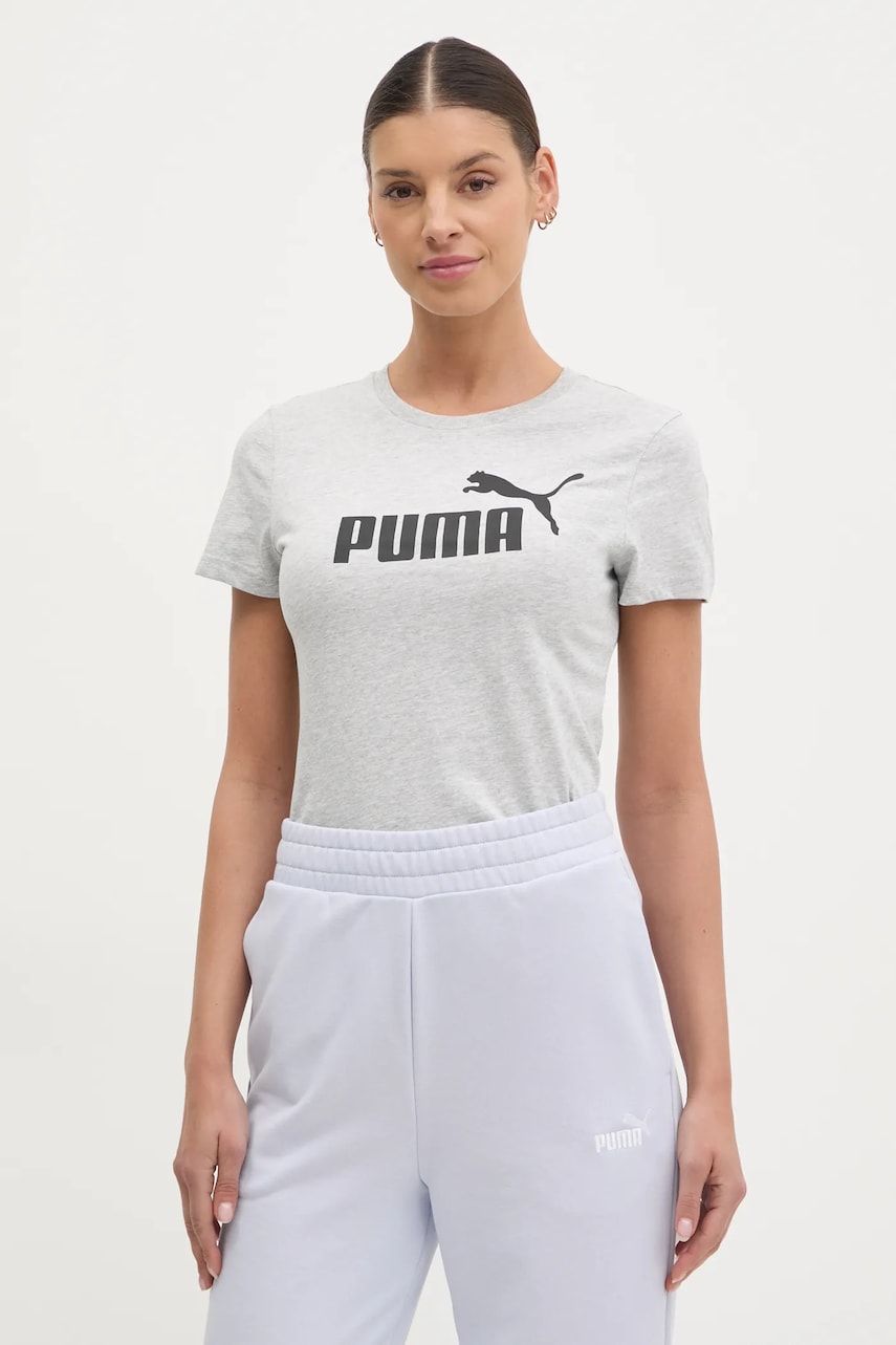 Puma tricou din bumbac femei, culoarea gri, 682370 Puma tricou din bumbac femei, culoarea gri, 682370