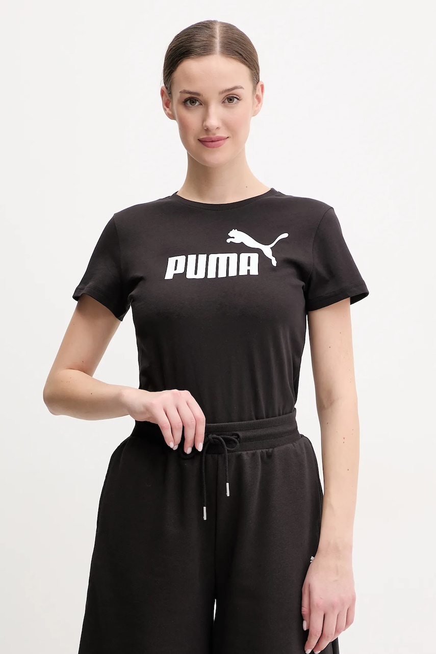 Puma tricou din bumbac femei, culoarea negru, 682370 Puma tricou din bumbac femei, culoarea negru, 682370