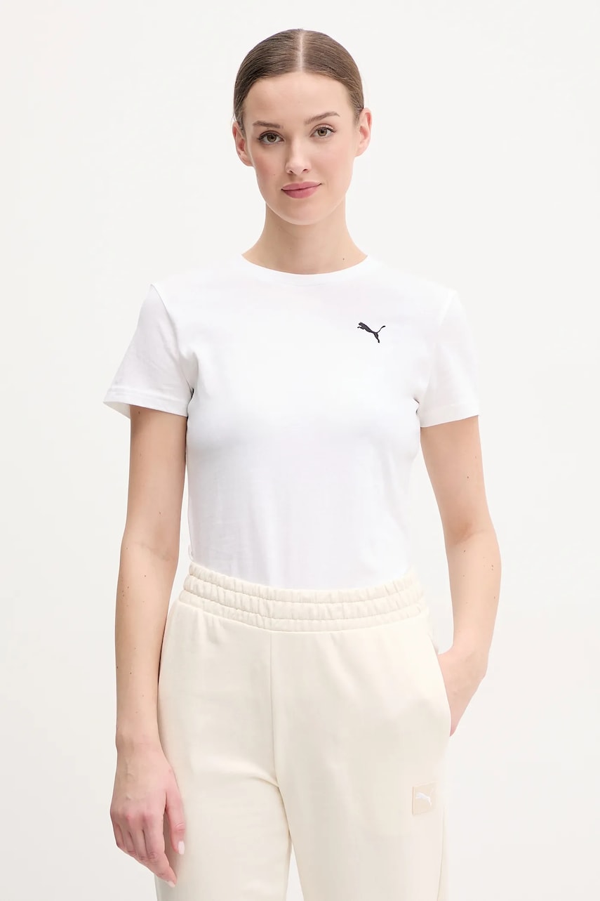 Puma tricou din bumbac femei, culoarea alb, 682374 Puma tricou din bumbac femei, culoarea alb, 682374