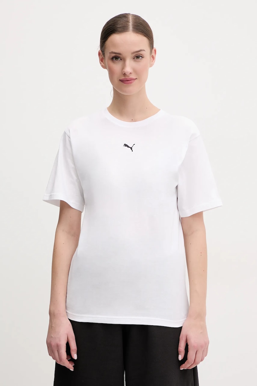 Levně Bavlněné tričko Puma bílá barva, 684971