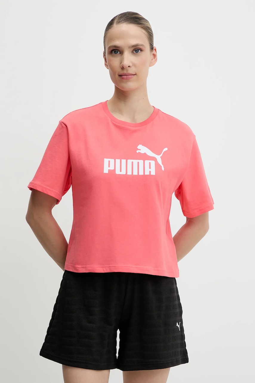Puma tricou din bumbac femei, culoarea portocaliu, 684972 Puma tricou din bumbac femei, culoarea portocaliu, 684972