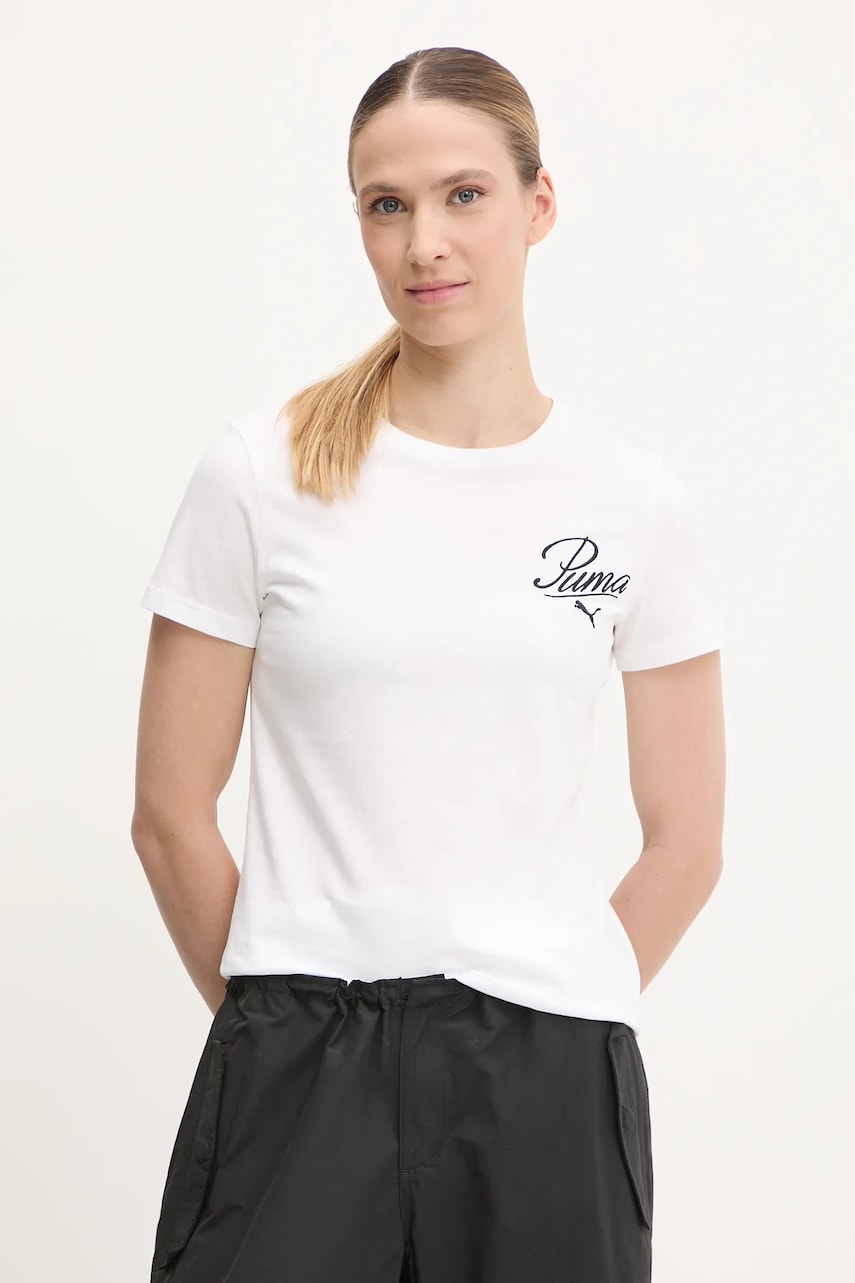 Puma tricou din bumbac culoarea alb, 684982
