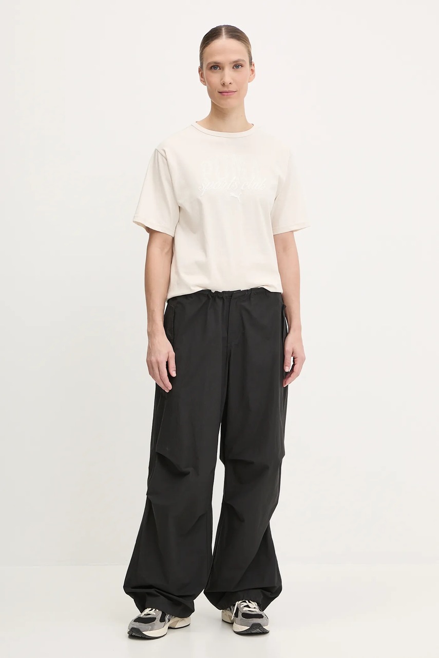 Хлопковая футболка Puma цвет бежевый 685031 Хлопковая футболка Puma цвет бежевый 685031