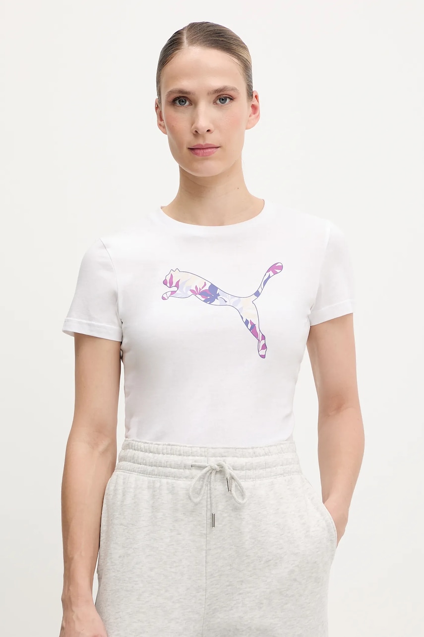 Puma tricou din bumbac culoarea alb, 685081