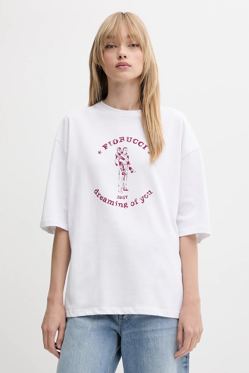 Fiorucci tricou din bumbac White Dreaming of You Print Relaxed Fit T-Shirt culoarea alb, W02SMTSH101CJ01WH03
