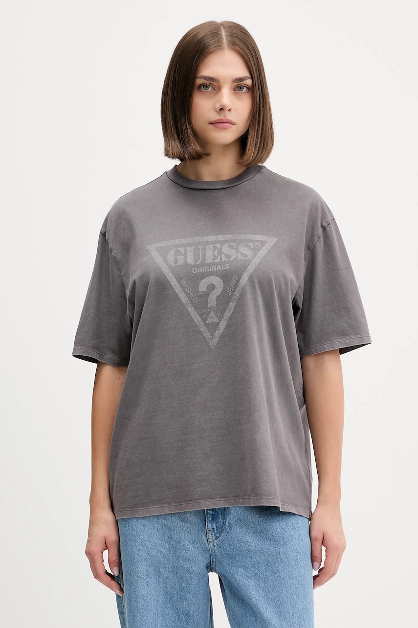 Levně Bavlněné tričko Guess Originals dámské, černá barva, M5GI10 K8FQ4