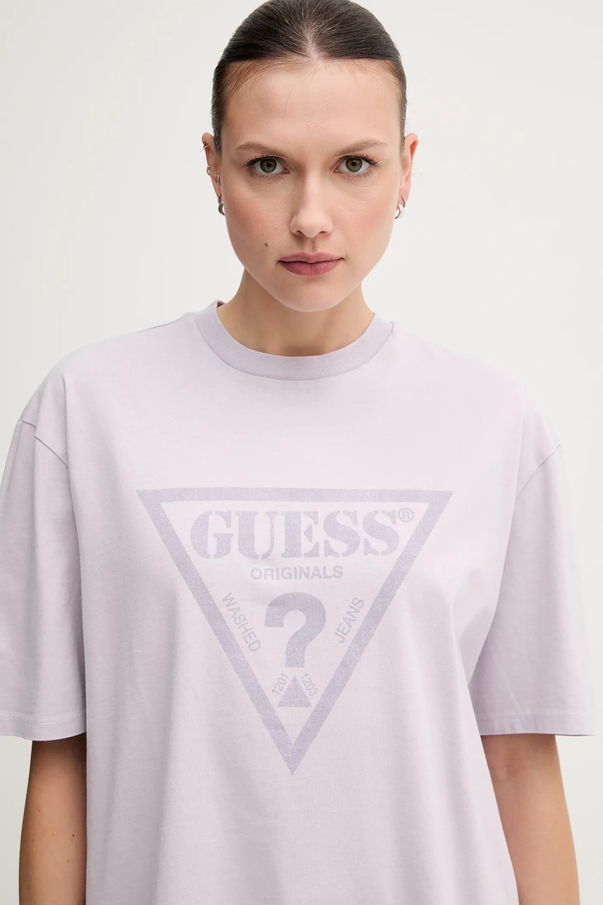 Βαμβακερό μπλουζάκι Guess Originals χρώμα: μοβ, M5GI10 K8FQ4 φωτογραφία