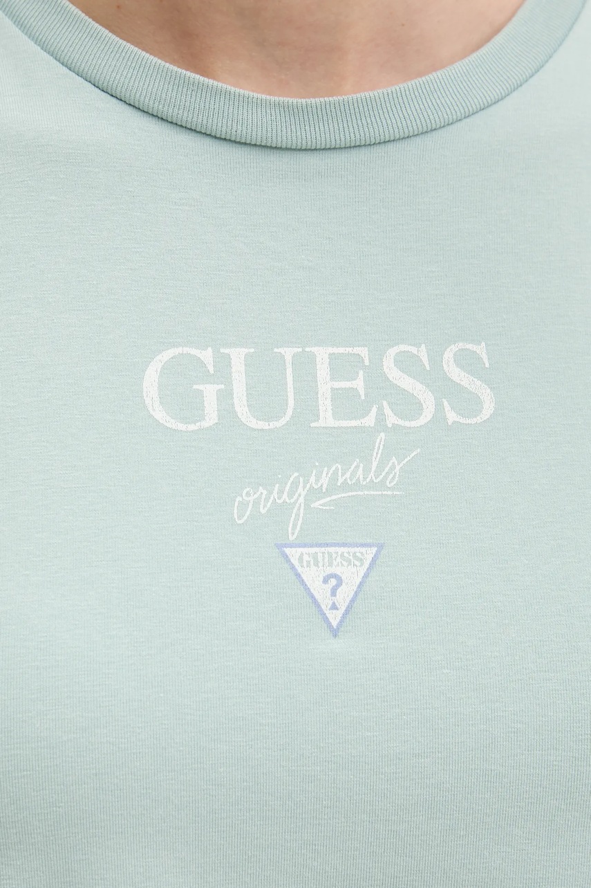 Βαμβακερό μπλουζάκι Guess Originals γυναικείο, χρώμα: πράσινο, W5GI56 J1314 φωτογραφία