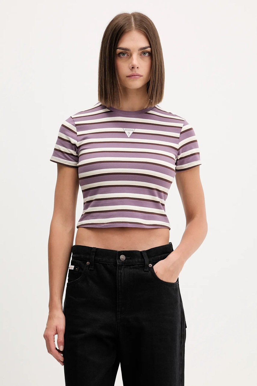 Levně Tričko Guess Originals dámské, fialová barva, W5GI57 J1314