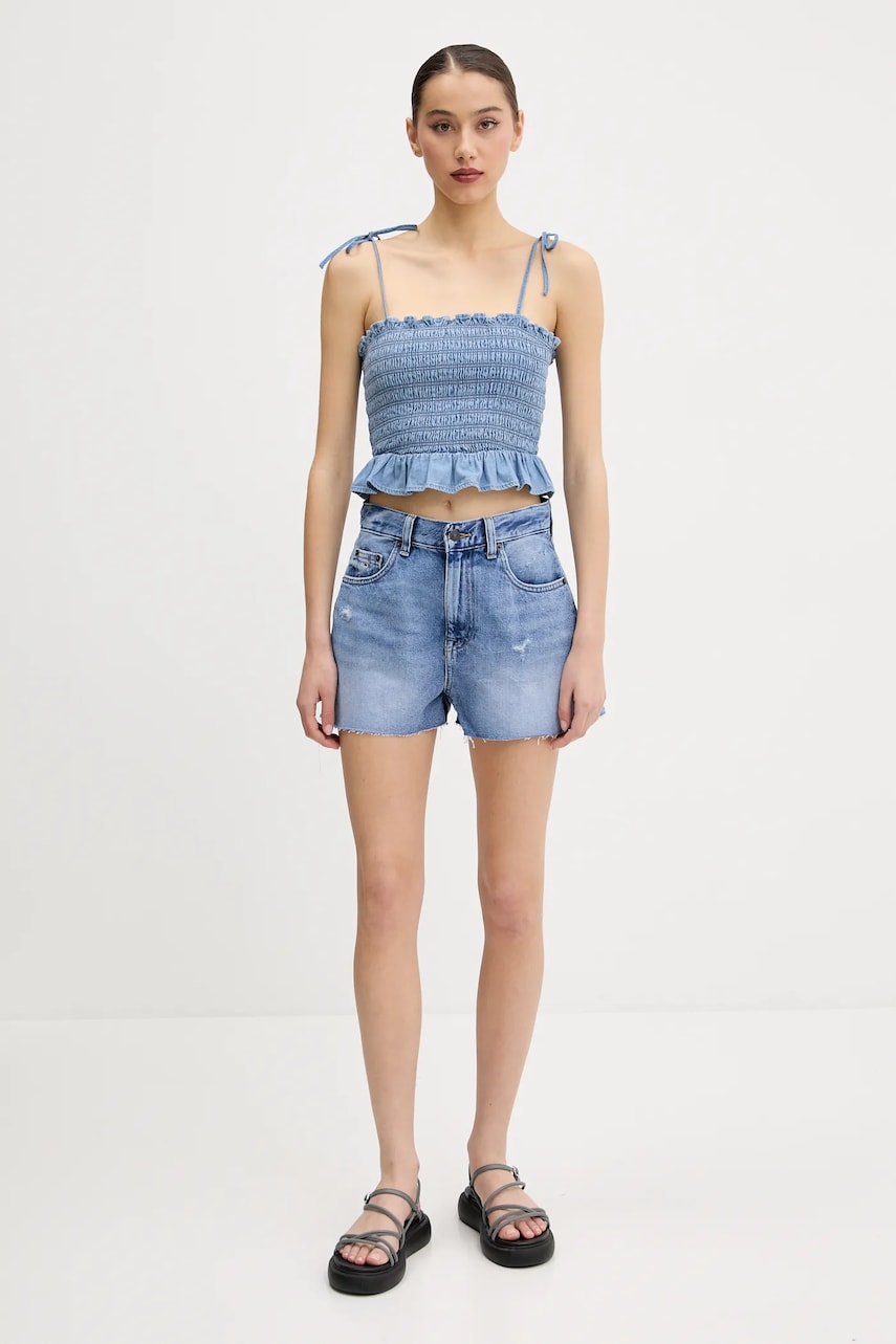 Хлопковый топ Tommy Jeans однотонная DW0DW20284 Хлопковый топ Tommy Jeans однотонная DW0DW20284
